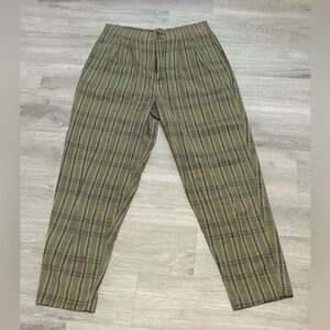 Vintage 90s 100% Cotton Gap Womens Plaid Pleated Tapered Leg Pants Sz M